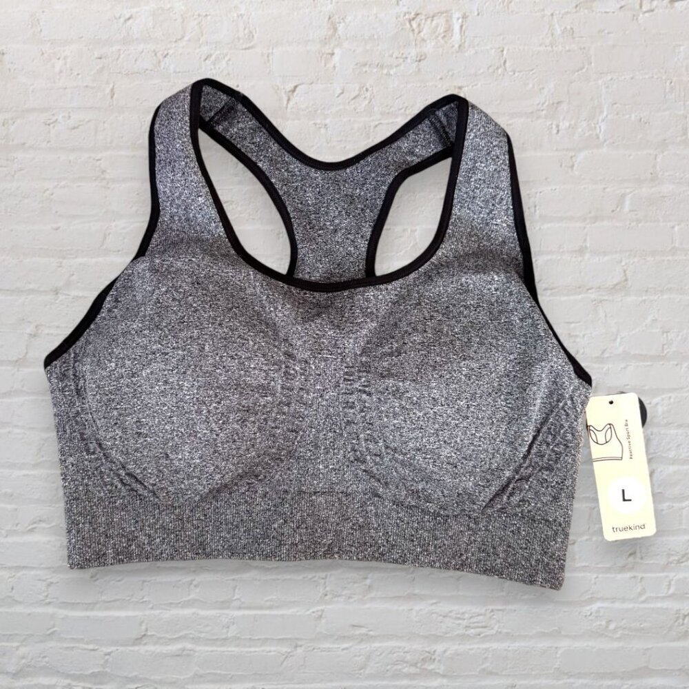 NWT TrueKind Reactivate Heather Gray Sports Bra Size L